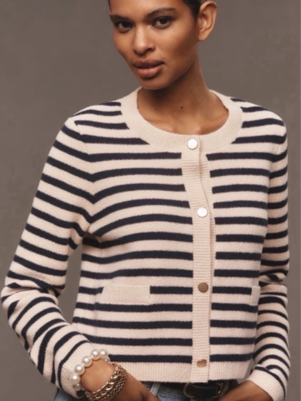 NWT Anthropologie Striped Warm Soft Sweater Coatigan Jacket, M